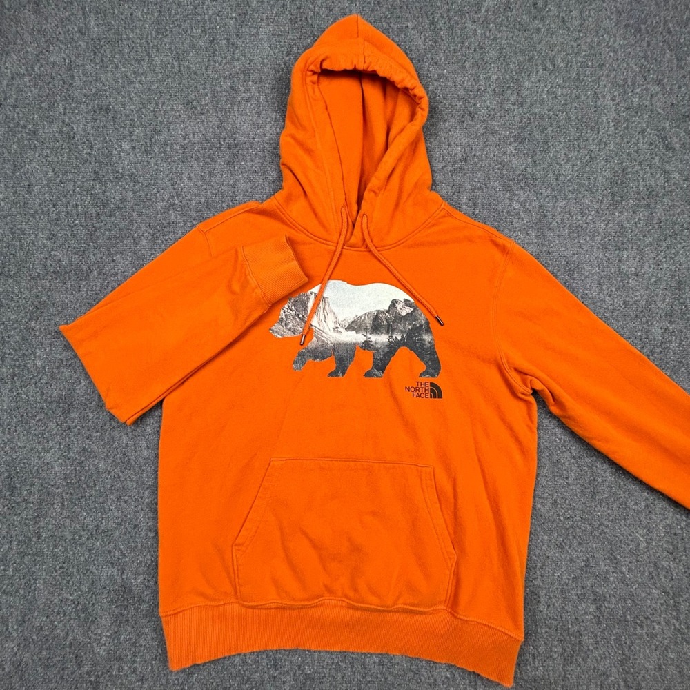 The North‎ Face Hoodie Mens M Orange Bear Mountain Graphic Pullover Gorpcore